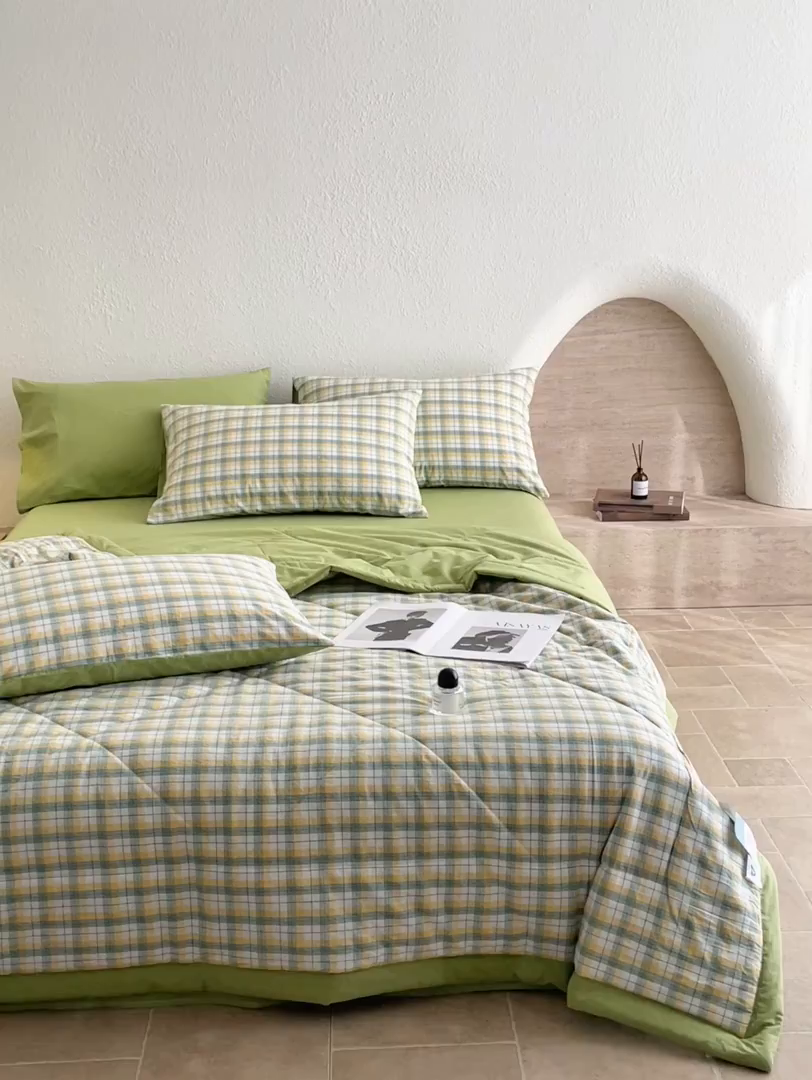 91家纺网 家纺一手货源 找家纺 （总）梵克保罗 2025春夏新款10A抗菌无印风水洗棉夏被四件套