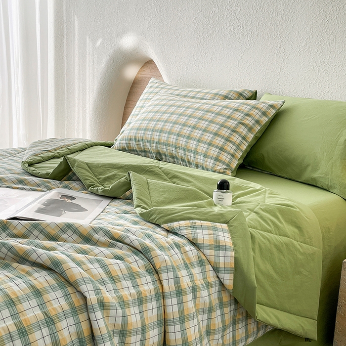 91家纺网 家纺一手货源 找家纺 （总）梵克保罗 2025春夏新款10A抗菌无印风水洗棉夏被四件套