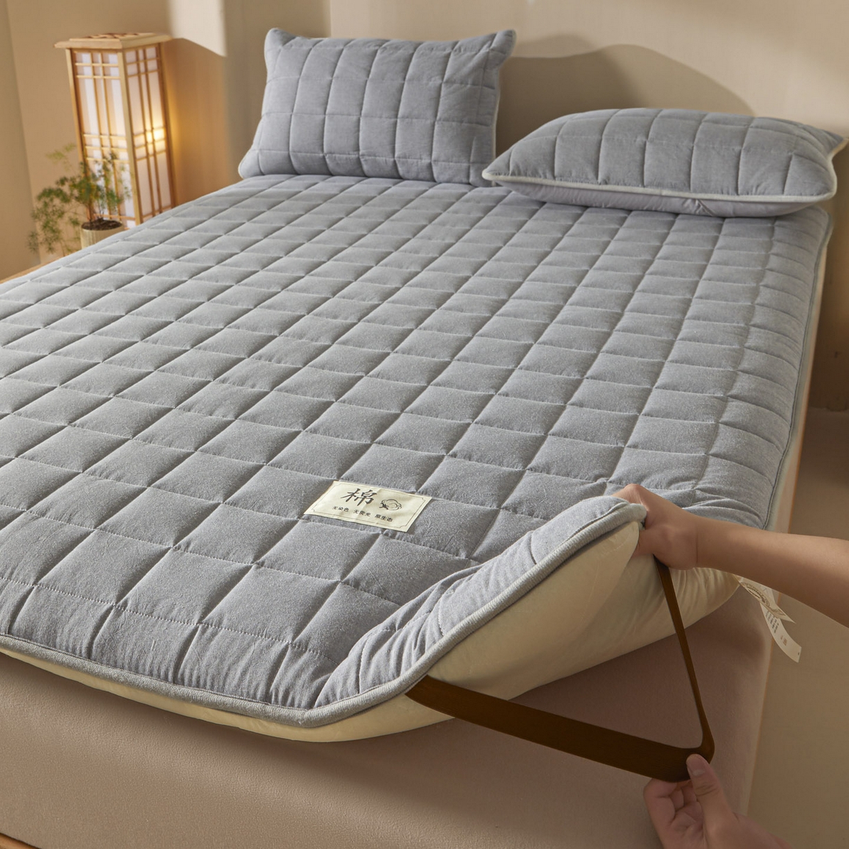 91家纺网 家纺一手货源 找家纺 鑫钰 2025年新款新疆棉花床垫家用软垫床褥 棉格-绅士灰