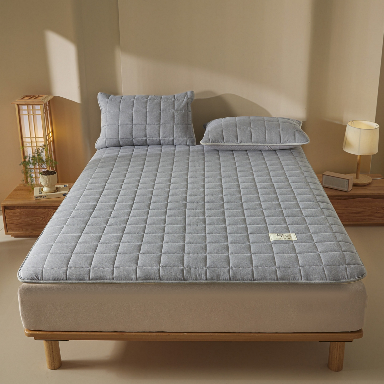 91家纺网 家纺一手货源 找家纺 鑫钰 2025年新款新疆棉花床垫家用软垫床褥 棉格-绅士灰