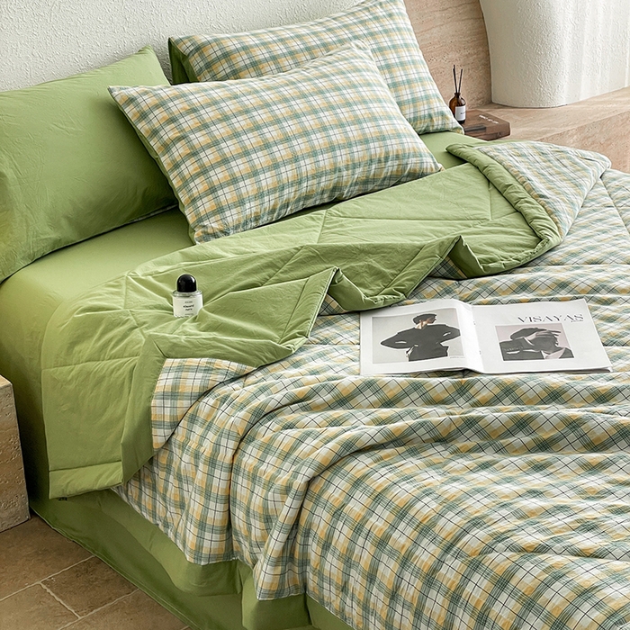 91家纺网 家纺一手货源 找家纺 （总）梵克保罗 2025春夏新款10A抗菌无印风水洗棉夏被四件套