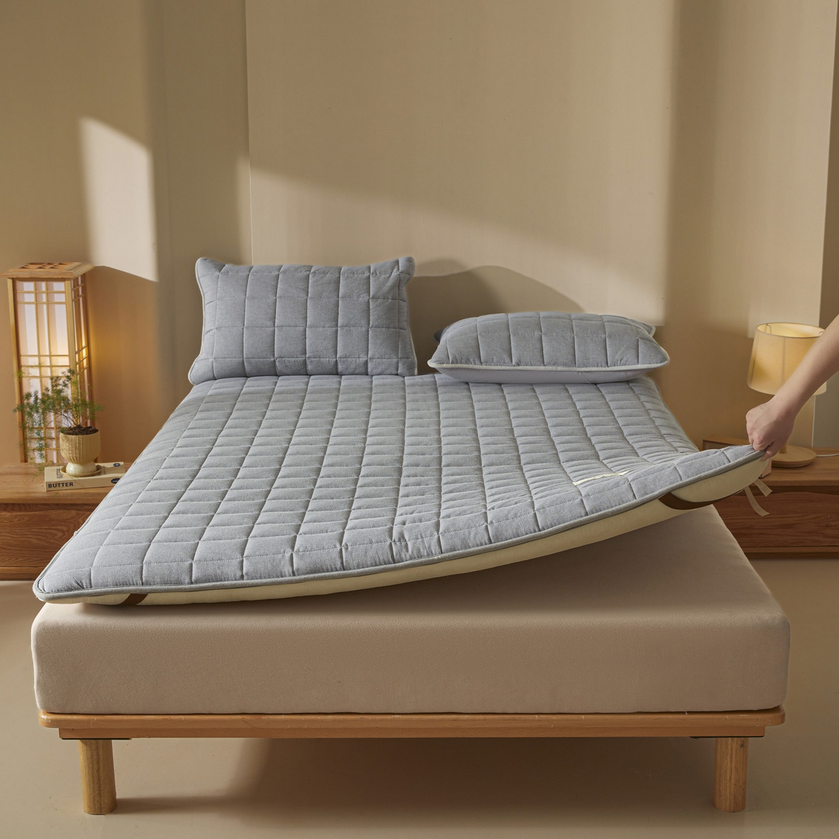 91家纺网 家纺一手货源 找家纺 鑫钰 2025年新款新疆棉花床垫家用软垫床褥 棉格-绅士灰