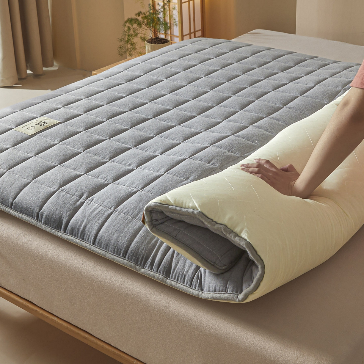 91家纺网 家纺一手货源 找家纺 鑫钰 2025年新款新疆棉花床垫家用软垫床褥 棉格-绅士灰
