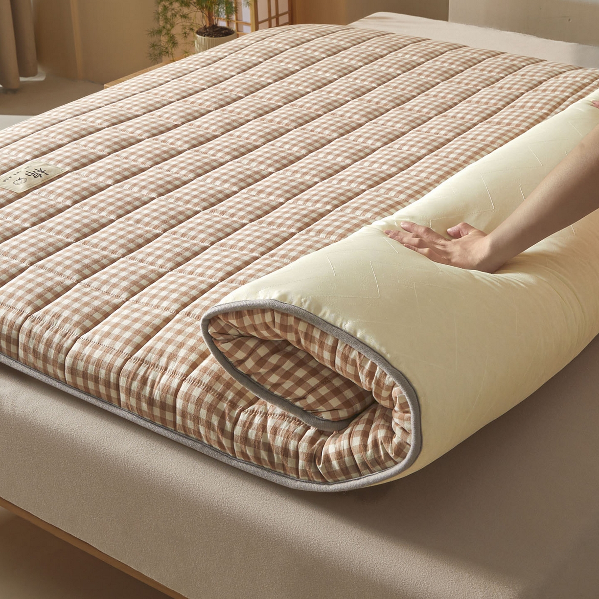 91家纺网 家纺一手货源 找家纺 鑫钰 2025年新款新疆棉花床垫家用软垫床褥 棉格-驼小格