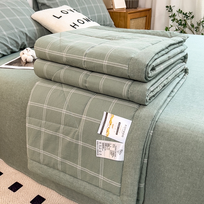 91家纺网 家纺一手货源 找家纺 （总）梵克保罗 2025春夏新款10A抗菌无印风水洗棉夏被四件套