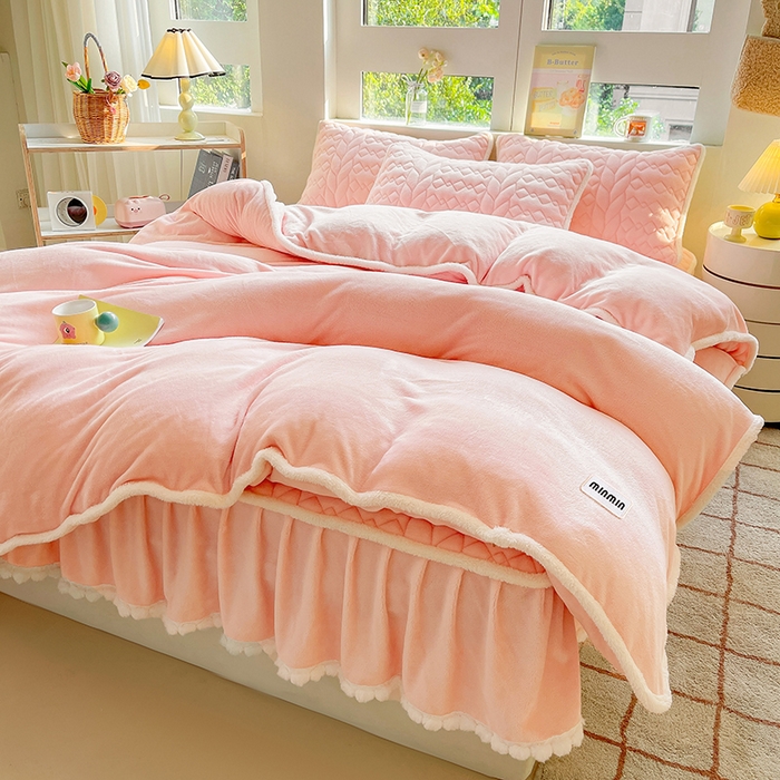 （总）眠势力 2025新款牛奶绒毛球床笠款四件套