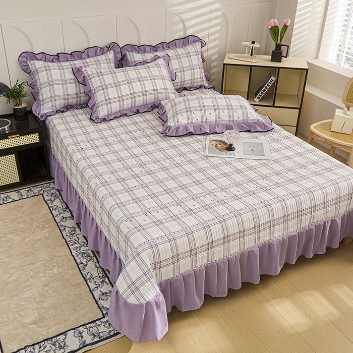 91家纺网 家纺一手货源 找家纺 梵克保罗 2025春夏新款有氧双层纱印花夹棉床盖四件套夏被四件套 卢卡斯