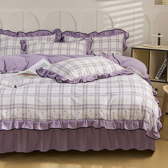 91家纺网 家纺一手货源 找家纺 梵克保罗 2025春夏新款有氧双层纱印花夹棉床盖四件套夏被四件套 卢卡斯