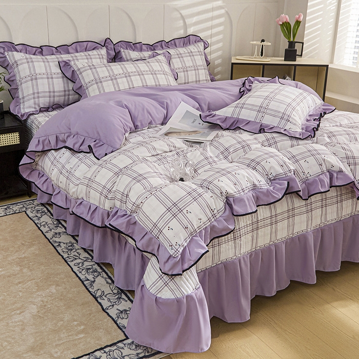 91家纺网 家纺一手货源 找家纺 梵克保罗 2025春夏新款有氧双层纱印花夹棉床盖四件套夏被四件套 卢卡斯