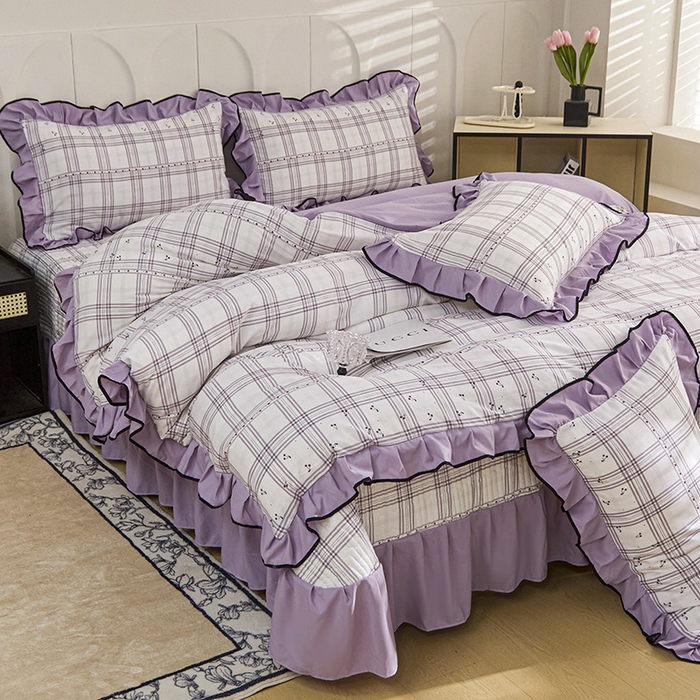 91家纺网 家纺一手货源 找家纺 梵克保罗 2025春夏新款有氧双层纱印花夹棉床盖四件套夏被四件套 卢卡斯