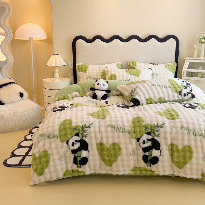 91家纺网 家纺一手货源 找家纺 （总）摩妮卡 2025新款A类大泡泡印花兔毛牛奶绒四件套