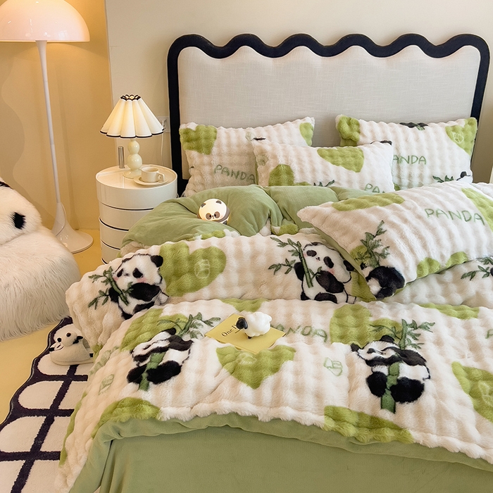 91家纺网 家纺一手货源 找家纺 （总）摩妮卡 2025新款A类大泡泡印花兔毛牛奶绒四件套