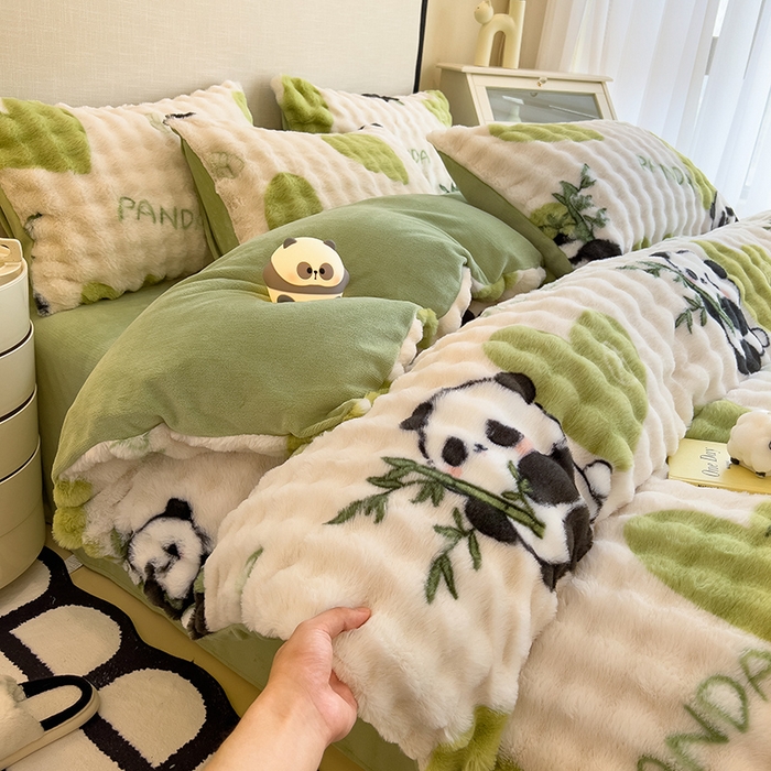 （总）摩妮卡 2025新款A类大泡泡印花兔毛牛奶绒四件套