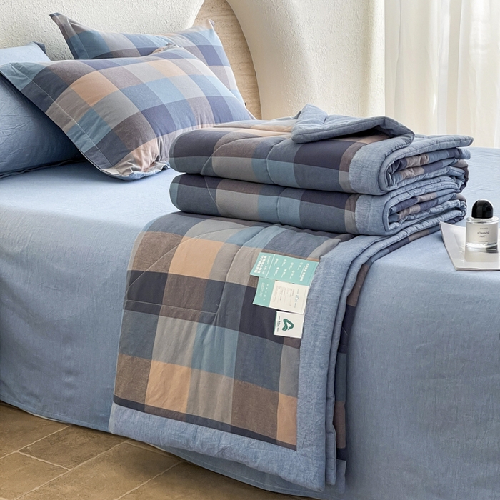 91家纺网 家纺一手货源 找家纺 （总）梵克保罗 2025春夏新款10A抗菌无印风水洗棉夏被四件套