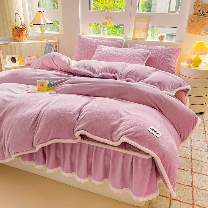 91家纺网 家纺一手货源 找家纺 （总）眠势力 2025新款牛奶绒毛球床笠款四件套