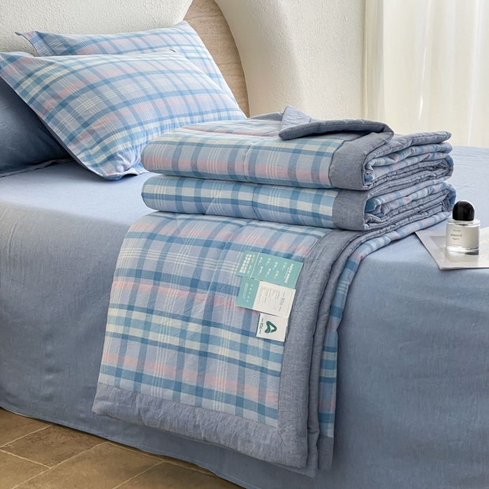 91家纺网 家纺一手货源 找家纺 （总）梵克保罗 2025春夏新款10A抗菌无印风水洗棉夏被四件套