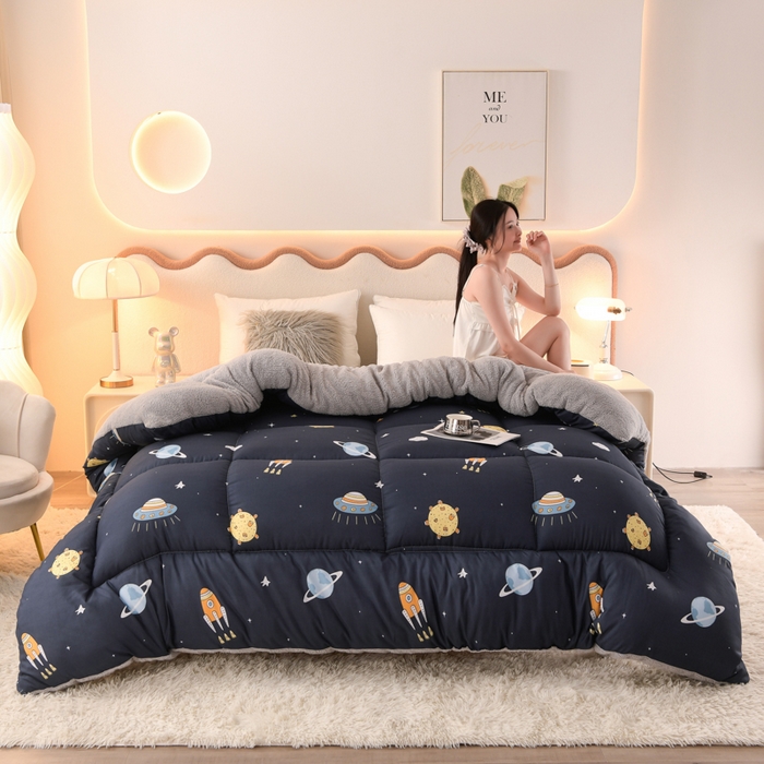 2025新款保暖羊羔绒冬被 快乐星球