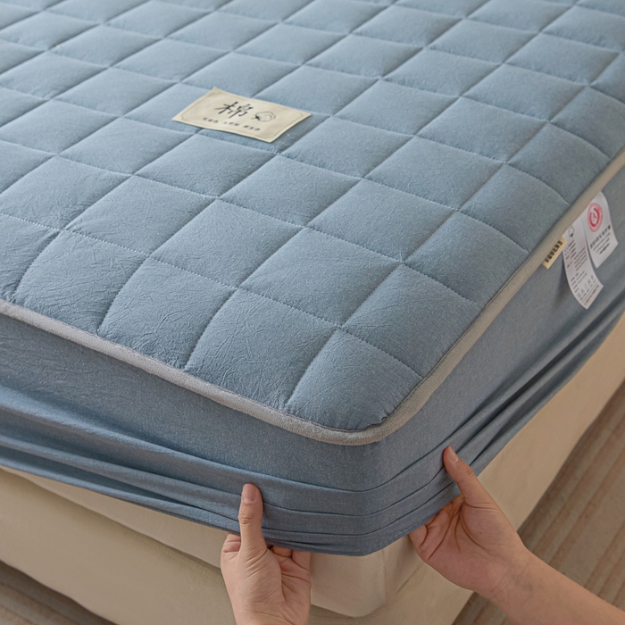 91家纺网 家纺一手货源 找家纺 鑫钰 2025秋冬新款新疆棉棉花床笠 棉格-宾利蓝