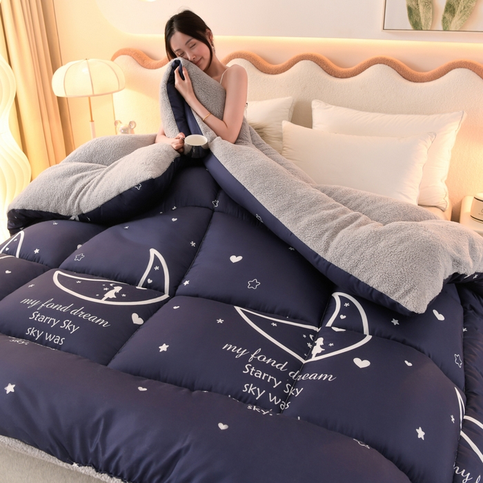 91家纺网 家纺一手货源 找家纺 2025新款保暖羊羔绒冬被 晚美