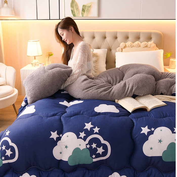 91家纺网 家纺一手货源 找家纺 2025新款保暖羊羔绒冬被 云朵