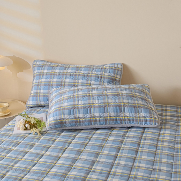 91家纺网 家纺一手货源 找家纺 鑫钰 2025秋冬新款新疆棉棉花床笠 棉格-简希蓝