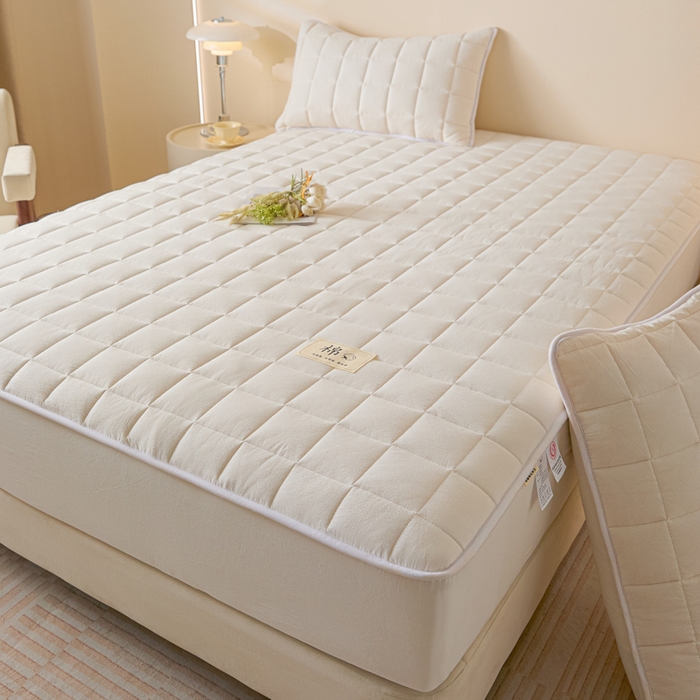 91家纺网 家纺一手货源 找家纺 鑫钰 2025秋冬新款新疆棉棉花床笠 棉格-经典白