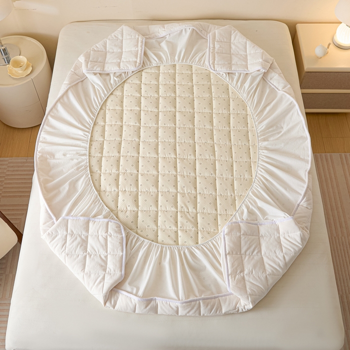 91家纺网 家纺一手货源 找家纺 鑫钰 2025秋冬新款新疆棉棉花床笠 棉格-经典白