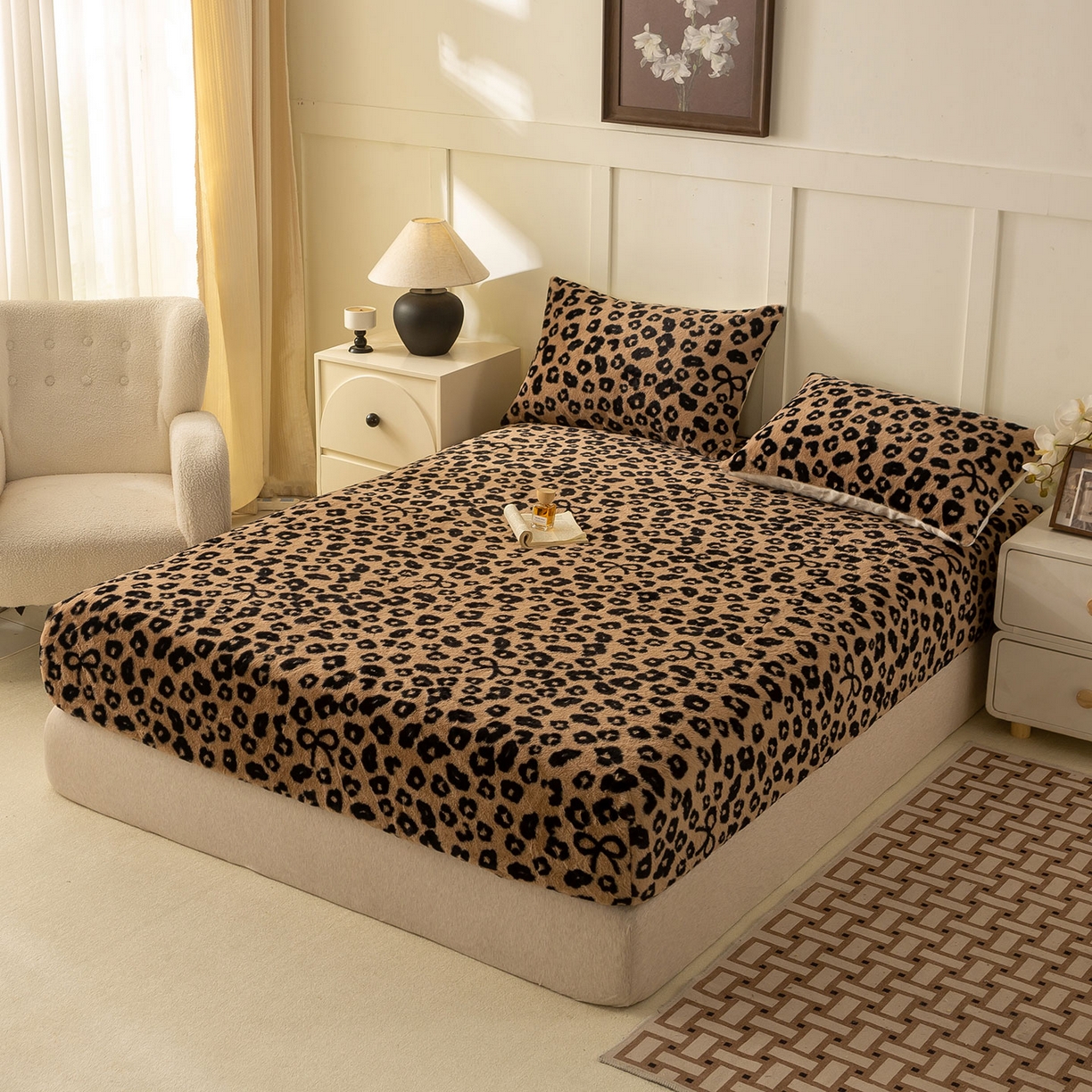 91家纺网 家纺一手货源 找家纺 眠势力 2025新款兔毛绒床笠单件冬季加绒冬季保暖保护套全包防尘床垫罩-美拉德系列 洛可可之吻【兔毛绒床笠】