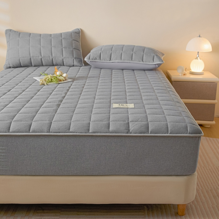 91家纺网 家纺一手货源 找家纺 鑫钰 2025秋冬新款新疆棉棉花床笠 棉格-绅士灰