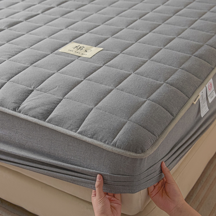 91家纺网 家纺一手货源 找家纺 鑫钰 2025秋冬新款新疆棉棉花床笠 棉格-绅士灰