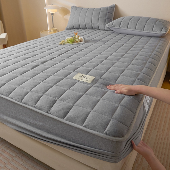 91家纺网 家纺一手货源 找家纺 鑫钰 2025秋冬新款新疆棉棉花床笠 棉格-绅士灰