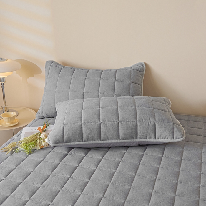 91家纺网 家纺一手货源 找家纺 鑫钰 2025秋冬新款新疆棉棉花床笠 棉格-绅士灰