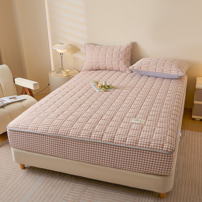 91家纺网 家纺一手货源 找家纺 鑫钰 2025秋冬新款新疆棉棉花床笠 棉格-驼小格