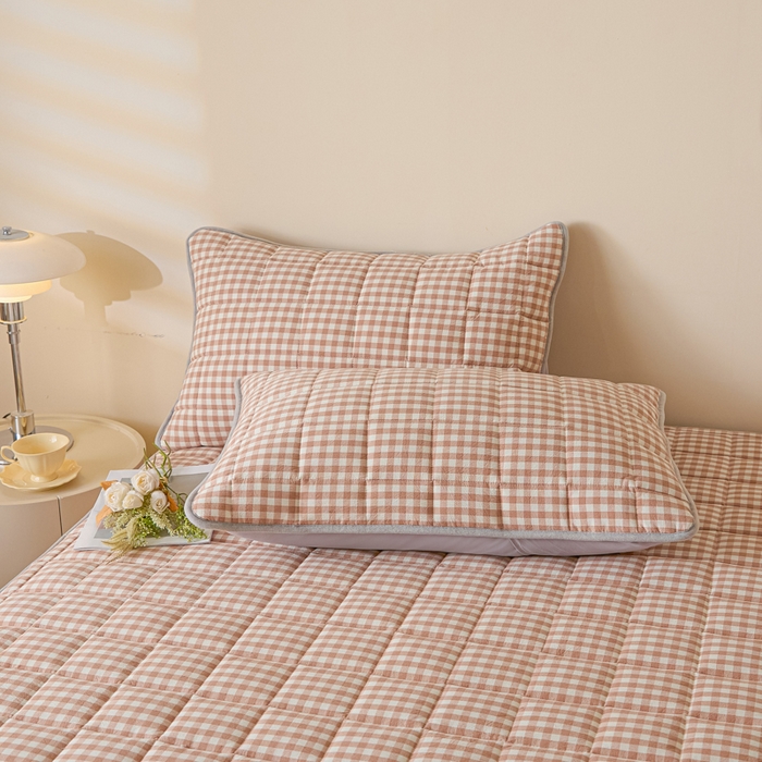 91家纺网 家纺一手货源 找家纺 鑫钰 2025秋冬新款新疆棉棉花床笠 棉格-驼小格