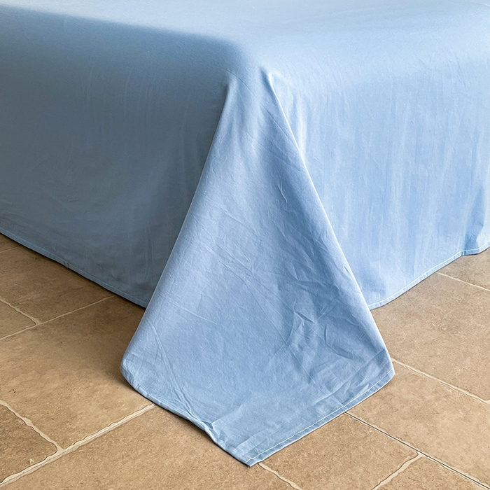 91家纺网 家纺一手货源 找家纺 梵克保罗 2025春夏新款10A抗菌无印风水洗棉夏被四件套 天蓝中格