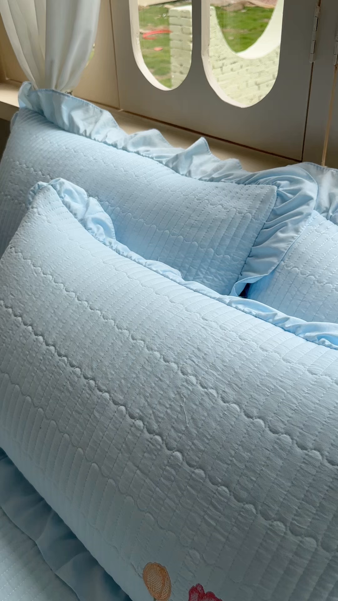 91家纺网 家纺一手货源 找家纺 （总）老K (原美阁）2025新款高端精品刺绣水洗棉床盖三件套郁金香系