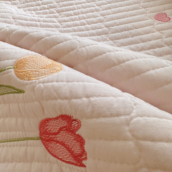 91家纺网 家纺一手货源 找家纺 （总）老K (原美阁）2025新款高端精品刺绣水洗棉床盖三件套郁金香系