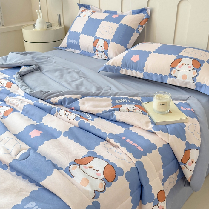 91家纺网 家纺一手货源 找家纺 （总）梵克保罗 2025春夏新款10A级抗菌水洗针织棉夏被四件套