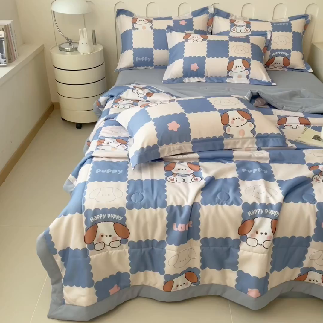 91家纺网 家纺一手货源 找家纺 （总）梵克保罗 2025春夏新款10A级抗菌水洗针织棉夏被四件套