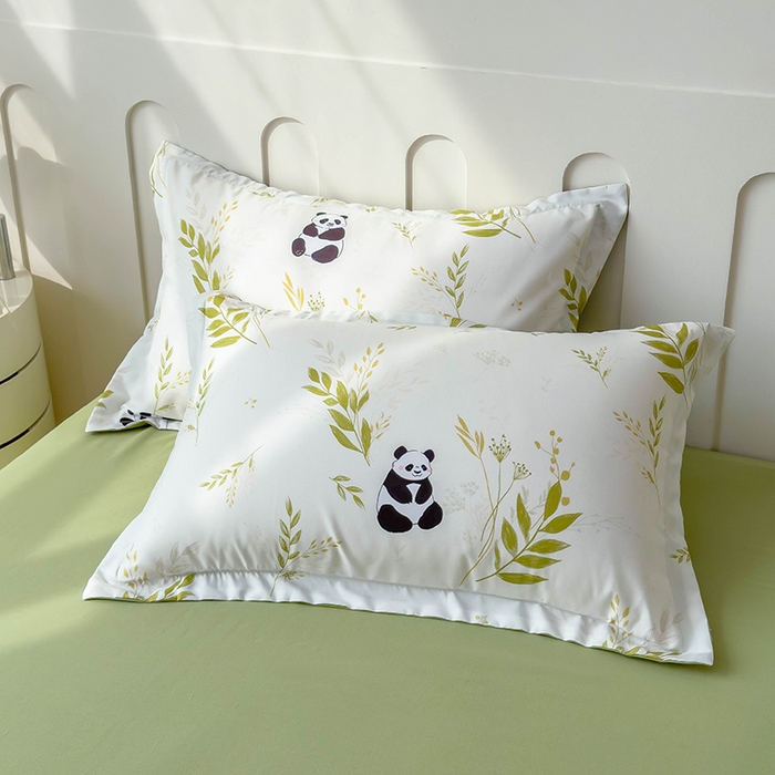 91家纺网 家纺一手货源 找家纺 梵克保罗 2025春夏新款10A级抗菌水洗针织棉夏被四件套 熊猫乐园