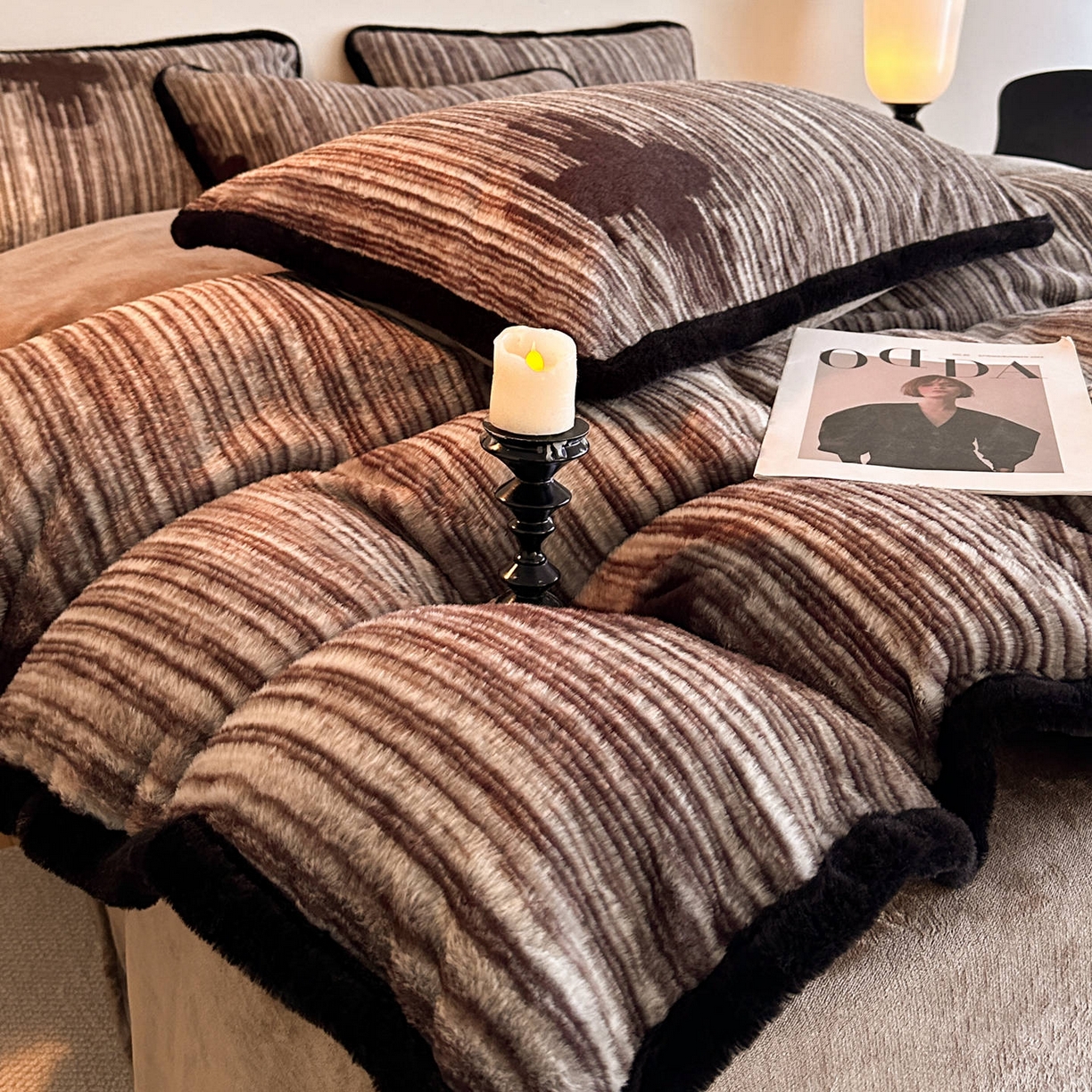 91家纺网 家纺一手货源 找家纺 铠畅  2025新款加厚8斤包边款美拉德仿兔毛皮草牛奶绒四件套 美拉德包边款-永恒誓言