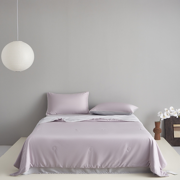 梵克保罗 2025新款竹纤维莱塞尔夏被四件套 紫烟--西冷灰