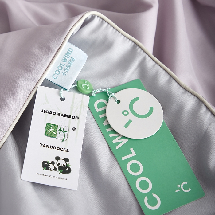 91家纺网 家纺一手货源 找家纺 梵克保罗 2025新款竹纤维莱塞尔夏被四件套 紫烟--西冷灰