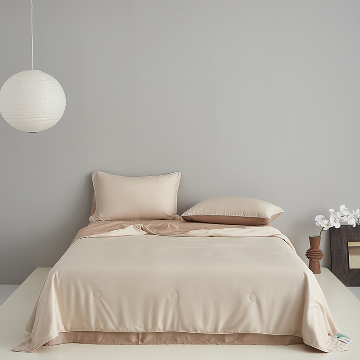 梵克保罗 2025新款竹纤维莱塞尔夏被四件套 泡芙--秋风棕