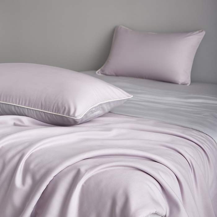 91家纺网 家纺一手货源 找家纺 梵克保罗 2025新款竹纤维莱塞尔夏被四件套 紫烟--西冷灰