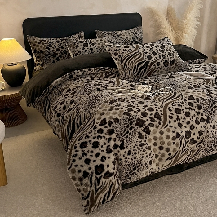 91家纺网 家纺一手货源 找家纺 （总）铠畅家纺 2025新款美拉德风格兔毛绒床单四件套