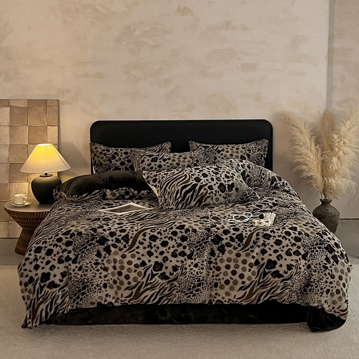 91家纺网 家纺一手货源 找家纺 （总）铠畅家纺 2025新款美拉德风格兔毛绒床单四件套