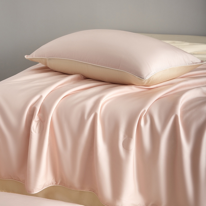 91家纺网 家纺一手货源 找家纺 梵克保罗 2025新款竹纤维莱塞尔夏被四件套 嫩粉--泡芙