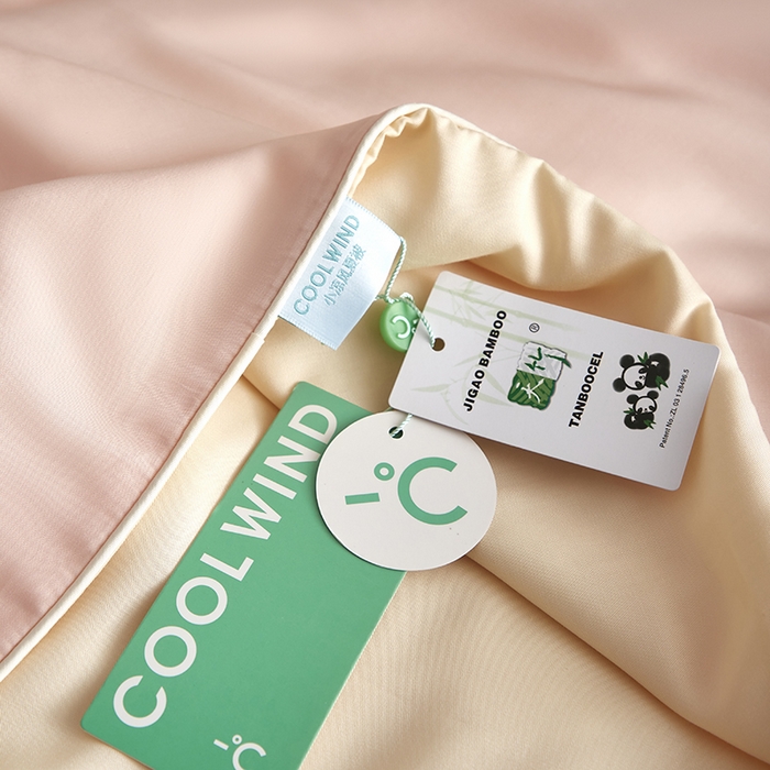 91家纺网 家纺一手货源 找家纺 梵克保罗 2025新款竹纤维莱塞尔夏被四件套 嫩粉--泡芙