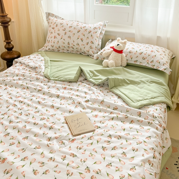 91家纺网 家纺一手货源 找家纺 梵克保罗 2025新款水洗棉超声波压花夏被被子被芯 花月